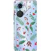 Mixroom - Cover Custodia Case In TPU Silicone Morbida Sfondo Trasparente Per Oppo A98 5G Fantasia Agrifoglio Vischio E Aghi Di Abete 639