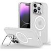 Mixroom - Cover Cavalletto per iPhone 13 PRO Custodia Supporto Stand Invisibile Pieghevole Compatibile con MagSafe Cerchio Magnetico Integrato Bianco C06