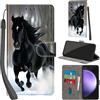 PHINIENLAND Cover per Samsung Galaxy S23 FE custodia portafoglio Cavallo nero | 3 scomparti carte, 1 tasca banconote, Chiusura magnetica, Supporto, Pelle PU flip cover per Samsung S23 FE