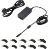 Ewent Caricatore Universale 65W per PC Portatile, Alimentatore Notebook a 10 Connettori (NO USB-C) per HP, ACER, SAMSUNG, DELL, LENOVO, ASUS, Protezione OTP/OVP/OCP/OLP, Cavo DC 1.5mt - Cavo AC 1.5mt