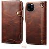 Yidai-Silu Custodia a Portafoglio iPhone 12 Mini 【Disegno del Rivetto, Magnetica】 Cover in Vera Pelle Antiurto Caso Slot Schede Full Coverage Case per iPhone 12 Mini 5,4 - Marrone