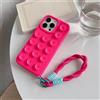 SSASMEU Custodia a ventosa in silicone liquido con cinturino da polso, per iPhone 15, 14, 11, 12, 13, 16 Pro Max Plus, tinta unita, rosa, per iPhone 15ProMax