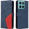 XINNI Cover Protettiva per Motorola Edge 60 Fusion Case, retrò Cellulare Custodia Libro Antiurto in Flip Pelle PU/TPU, Portafoglio Flip Magnetica, Blu
