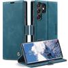 WenBaby CaseMe Cover per Samsung Galaxy S25 Ultra, Magnetica Cover a Libro con Slot per Schede, Custodia in PU Pelle Portafoglio per Samsung Galaxy S25 Ultra, Blu