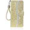 VQWQ Custodia per Xiaomi Redmi 10C, Flip Cover a Portafoglio in Pelle PU Brillantini Slot per Schede Libro Cavalletto Supporto Wallet Case con Cordino Chiusura Magnetica per Maschio Donna -[RX]-Gold