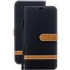Laybomo Cover Samsung Galaxy A51 A515F Custodia Pelle Stile Jeans Portafoglio Morbido TPU Silicone Magnetico Protezione Flip Cover Custodia per Galaxy A51, con Porta Carte di Credito (Nero)