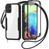 FERLAN Cover per Samsung Galaxy A71 4G con Cordino, 360 Gradi Antiurto Custodia con Protezione Schermo Integrata Trasparente Rugged TPU Bumper Doppia Protettiva Cover per Samsung Galaxy A71 4G -Nero