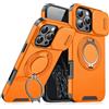 Mixroom - Custodia Cover per iPhone 12 Pro Max Protezione Antiurto Militare con Supporto cellulare a stand Cavalletto ad Anello Magnetico Copertura Fotocamera Slide Scorrevole C07 Arancione