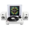 discopiu_com discopiu com PLX500DM 'kit risparmio' giradischi professionale PLX-500-W e coppia di diffusori amplificati DM-40-W in alluminio bianco con connessione RCA, mini jack e colore Bianco