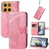 JIUNINE Cover a Libro per Motorola Moto G15 / G15 Power / G17, Rosa