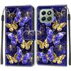 KENHONER Custodia per Honor X6b 4G, Farfalla | Portafoglio Pelle PU, Magnetica, Resistente Agli Urti, Scomparto Carte Credito, Pieghevole, Flip Libro, Motivo