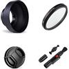 Generic Set di accessori per fotocamera digitale Panasonic Lumix DC FZ80, FZ82, FZ83, FZ85, con paraluce pieghevole a 3 fasi, filtro UV, copriobiettivo, penna per la pulizia