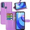 Fertuo Cover per Motorola Moto E20 / E40 / E30, Custodia Portafoglio Cover a Libro in Pelle Flip Case con Silicone Bumper, Fibbia Magnetica, Porta Carte, Kickstand, per Moto E20 / E40 / E30, Viola