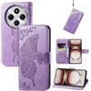 JIUNINE Cover per Xiaomi Redmi 14C / Poco C75, Custodia Interno TPU Antiurto Portafoglio con Disegni di Farfalla [Carta Fessura] [Supporto Stand] Cover Libro in PU Pelle per Redmi 14C, Viola