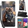 Haninsuze Cover per Samsung Galaxy A22 5G Custodia Cover Pelle Libro Portafoglio con Porta Carte Magnetica Protezione Antiurto Cuoio Flip Case Custodia Cover per Samsung A22 5G, Gatto