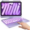 typecase Custodia con tastiera per iPad Mini 7 (2024) e Mini 6 (2021), custodia wireless con tastiera per iPad Mini 7a 6a generazione da 8,3, 10 colori, retroilluminata, con trackpad, viola chiaro