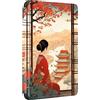 SGKITM Custodia per Kindle Paperwhite 2012/2013/2015 Flip Cover Silicone TPU Auto Svegliati o Sonno Magnetico Shell Donna Fiore Fantastico Modello Protezione Case per Kindle Paperwhite 1/2/3 (Colore 6)