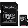 Kingston SDC10G2/128GB SDC10G2/128GB Scheda MicroSD da 128 GB, Classe 10, UHS-I, 45 MB/s, con Adattatore SD, Nero [Vecchio Modello]