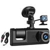 Oikabio Dashcam Videocamera interna del veicolo Dash CamCama Tre Vie DVR Registratore Video Registratore Dashcam Videocamera DVR HD 1080P 3-Lens