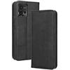RonRun Cover Motorola Moto G72, Custodia a Libro con Supporto Stand e Slot Porta Carte Case a Portafoglio Magnetica in Pelle PU Adatto per Motorola Moto G72, nero