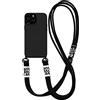 Emlivi - Custodia con cordino per iPhone 12 Mini, cover in silicone liquido e nylon, tracolla morbida, cover in TPU con elegante cordino per appenderla, nera