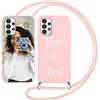Yoedge Cover con Cordino per Samsung Galaxy A13 5G Personalizzata 6,5, Custodia con Laccio Collana Custodie Personalizzabile con Foto Testi Immagine Personalizzate Rosa Custom per Samsung A13 5G Case