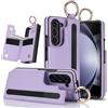 Generic Custodia a portafoglio per Samsung Galaxy Z Fold 6 con porta carte, porta penna e anello di supporto, in pelle resistente (viola)