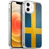 Head Case Designs Svezia Svedese Sverige Nordico Calcio Bandiere Vintage Custodia in Gel [Protezione di Grado Militare] Compatibile con Apple iPhone 12 / iPhone 12 PRO E Compatibile con MagSafe