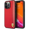 CG MOBILE Ferrari - Custodia protettiva per iPhone 13 Pro Max, effetto rosso e carbonio, in pelle PU, resistente e antigraffio, con facile scatto, assorbimento degli urti e logo firma