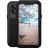 BoHuiTai Love Mei - Custodia protettiva per iPhone 12 Pro, resistente e robusta, con protezione integrale in alluminio e metallo, antiurto, con vetro temperato, colore: Nero