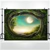 Bovlleetd 1.5x1m Favola Foresta Backdrop Incantato Magic Wonderland Forest Scenery Photography Sfondo Luminoso Cielo Della Luna Vinile Backdrop per Giardino Compleanno Party Decor