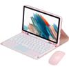 Generic Custodia con Tastiera per Samsung Galaxy Tab A9 8,7 Pollici 2023 - Tastiera Wireless Rimovibile con touchpad, portapenne Integrato,Rosa