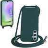 WenBaby Cover Compatible con Samsung Galaxy A25 5G,Cellulare Girocollo Custodia con Cordino TPU Corda Silicone Case Bumper per Samsung Galaxy A25 5G Custodia, Verde scuro