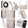 LIAOCY A Tracolla Custodia Per Honor Magic8 Lite/Magic 8 Lite /X9d, Cover Con Portafoglio Porta Carte E Scocca Interna In TPU, Antiurto E Antigraffio Con Supporto, White.
