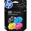 HP 68 cartucce d'inchiostro nero/tricolore (confezione da 2) | Funziona con Envy 6100e, 6500e Series | 6L6S2TN | L'imballaggio può variare