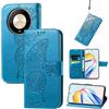 JIUNINE Cover per Honor Magic6 Lite 5G, Custodia Interno TPU Antiurto Portafoglio con Disegni di Farfalla [Carta Fessura] [Supporto Stand] Cover Libro in PU Pelle per Honor Magic 6 Lite, Blu