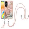SNCLET Cover con Cordino per Oppo A98 Custodia con Collana Staccabile Regolabile Antiurto TPU Edges PC Back Anti Scratch Custodia Marmo Protettiva Case per Oppo A98 6.72,Marmo Rosa