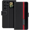 UOGNADGD Custodia in pelle a righe per Oukitel C68 Plus - Nero | 6.7 Custodia portafoglio flip con blocchi di colore, chiusura magnetica, supporto e portacarte