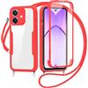 FERLAN Cover per Oppo A3X/A3X 4G/Oppo A3/A40/A40M con Cordino, 360 Gradi Antiurto Custodia con Protezione Schermo Integrata Trasparente Rugged TPU Bumper Doppia Protettiva Cover per Oppo A3X -Rosso