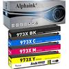 alphaink 4 cartucce compatibili con HP 973X per stampanti HP PageWide Pro 452dw, 477dw, 477dwt, 452dwt - PageWide Managed MFP P57750dw, P55250dw.