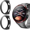 Blueshaweu Custodia protettiva per Huawei Watch 4 Pro - 2 pezzi Hard PC Custodia con pellicola protettiva in vetro - Compatibile con Space Edition (nero + nero)