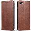 Mixroom - Custodia Cover Case a Libro Marrone per iPhone 7 con Stand in Ecopelle Chiusura Magnetica Formato Portafoglio Parte Interna in TPU Morbida con Bordi Piatti