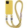 Bakicey Custodia per iPhone 14 Pro, Necklace Custodia a tracolla in silicone liquido con cordino da appendere, custodia protettiva con elegante cordino per iPhone 14 Pro, giallo