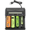 ABUNRO 18650 Caricabatteria, Display LCD Caricatore Intelligente Universale per Batterie Ricaricabili Ni-MH Ni-Cd AA AAA SC, Li-ion 18650 26650 26500 22650 18490 17500 17355