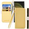 Butnyeoe Cover per Samsung Galaxy S23 Ultra Case,Custodia Samsung S23U Libro,Trama Litchi PU Pelle Protettiva Portafoglio Flip/Folio Wallet Case Con Slot per Schede e Magnetica Supporto,Giallo