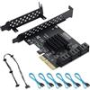 YBBOTT Scheda di espansione PCIe SATA a 6 porte, Controller PCI-Express 4X SATA III, Adattatore per hard disk SATA3.0 6Gbps, Supporto WINDOWS, LINUX