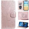 Aisenth Cover per Samsung Galaxy A71 SM-A715F, Albero della Vita Modello Custodia in PU Pelle Portafoglio Cover protettiva Tree Design Flip Case con Funzione Supporto, 2 Slot per schede - Rosa