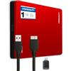 VisiQuality Hard disk esterno ad alta velocità, 1 TB, USB 3.0, compatibile con Windows e Mac, Plug & Play, compatibile con console di gioco, compatto, disponibile in 3 colori (rosso)