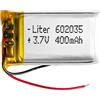 Liter energy battery Batteria 602035 LiPo 3.7V 400mAh 1.48Wh 1S 5C Liter Energy Battery per l'elettronica Ricaricabile Telefono Portatile Smartwatch Orologio GPS - Non adatto per Radiocomando 37x20x6mm (400mAh|602035)