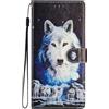 BLOTECH Custodia Flip para Xiaomi Redmi 15C Cover Portafoglio, for Xiaomi Redmi 15C Colorata Wallet Case Retro a Libro Protettiva con Corda Leather Flip Cover,con motivo di branco di lupi